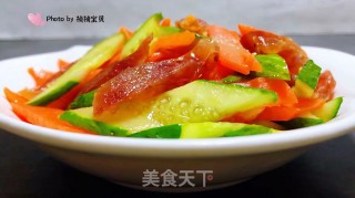 黄瓜胡萝卜炒腊肠的做法步骤：14