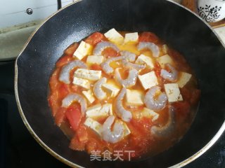 番茄虾仁炖豆腐的做法步骤：7