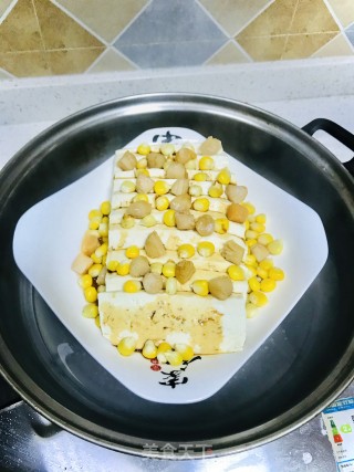 瑶柱蒸豆腐的做法步骤：5