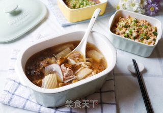 鱼骨瑶柱竹荪汤+肉末蒸豆腐+蒜蓉蒸金针菇的做法步骤：17