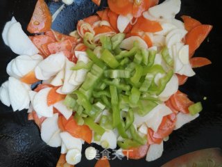青椒胡萝卜炒山药的做法步骤：5