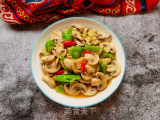 螺丝椒炒口蘑的做法步骤：11
