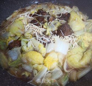 白菜干丝金针菇烩牛肉的做法步骤：5