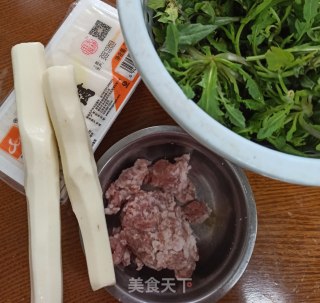 荠菜山药肉末豆腐羹的做法步骤：1