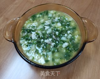 荠菜山药肉末豆腐羹的做法步骤：7