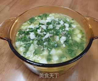 荠菜山药肉末豆腐羹的做法步骤：8