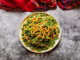 胡萝卜蒸油菜籽苗的做法步骤：13