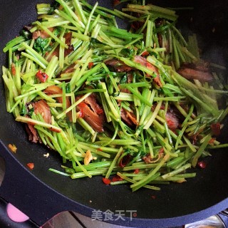 剁椒香芹炒腊肉的做法步骤：9
