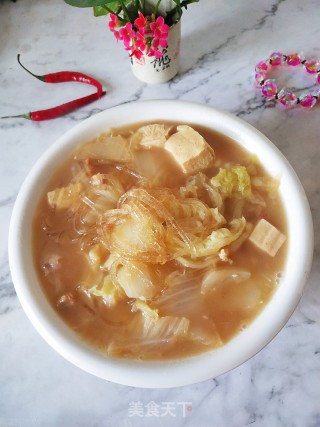 白菜粉条炖冻豆腐汤的做法步骤：6