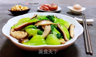 素炒香菇油菜的做法步骤：14