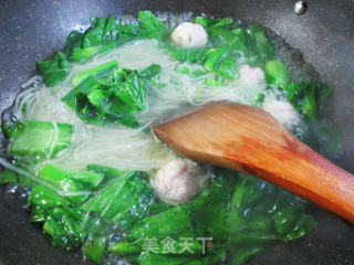 虾味球菜芯煮铁棍山药粉条的做法步骤：8