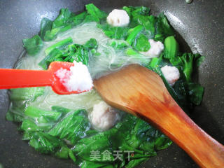虾味球菜芯煮铁棍山药粉条的做法步骤：9