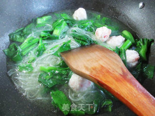 虾味球菜芯煮铁棍山药粉条的做法步骤：11