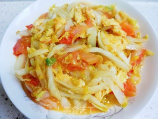 番茄娃娃菜炒鸡蛋的做法步骤：12