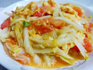 番茄娃娃菜炒鸡蛋的做法步骤：13