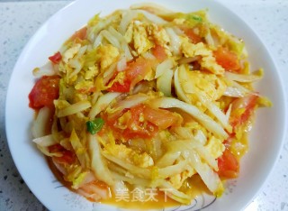 番茄娃娃菜炒鸡蛋的做法步骤：14
