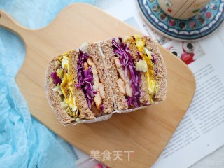 减脂快手早餐便当❗️全麦吐司三明治❗️减脂主食代餐的做法步骤：7