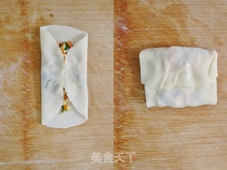 荠菜鸡蛋素春卷～低脂少油版的做法步骤：7