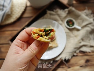 荠菜鸡蛋素春卷～低脂少油版的做法步骤：12