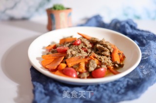 胡萝卜炒牛肉的做法步骤：7