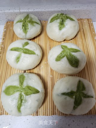 双色开花菠菜汁馒头的做法步骤：13
