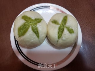 双色开花菠菜汁馒头的做法步骤：14