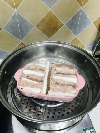 淮山鸭血蒸￼肉末的做法步骤：5