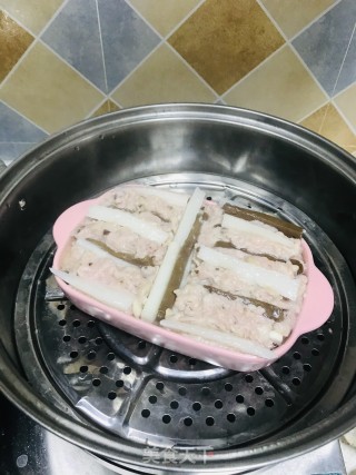 淮山鸭血蒸￼肉末的做法步骤：7