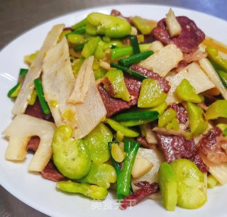 蚕豆春笋炒咸肉的做法步骤：16