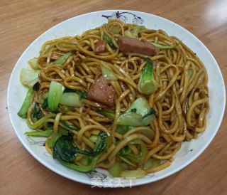 青菜火腿炒面的做法步骤：6