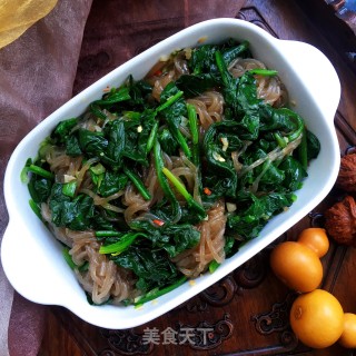 菠菜拌葛根粉的做法步骤：7