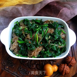 菠菜拌葛根粉的做法步骤：8