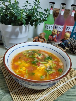 香菜番茄蛋汤的做法步骤：10