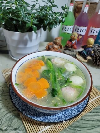胡萝卜菠菜丸子汤的做法步骤：6