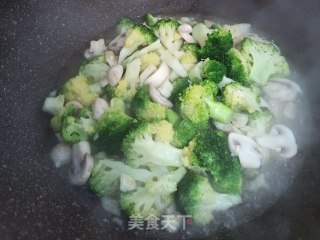 西兰花烩蘑菇的做法步骤：4