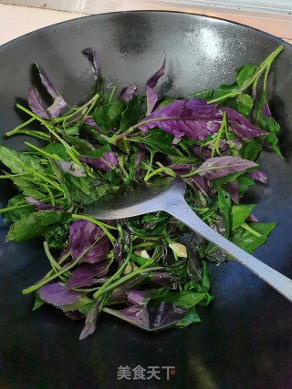 蒜炒紫背菜的做法步骤：5
