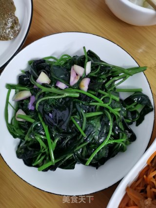 蒜炒紫背菜的做法步骤：7