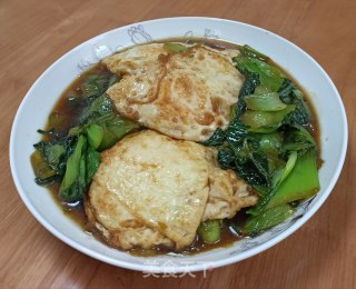 青菜烩荷包蛋的做法步骤：7