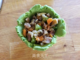 冬菇马蹄腊肠馅青团的做法步骤：20