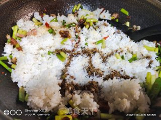 蒜薹鸡肉炒米饭的做法步骤：5
