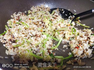 白菜芹菜辣鸡炒饭的做法步骤：5