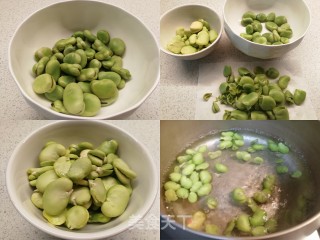 春天清淡美食～ 蚕豆虾仁烩蘑菇的做法步骤：2