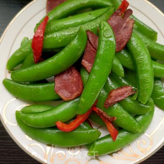 腊猪舌炒甜豆的做法步骤：20