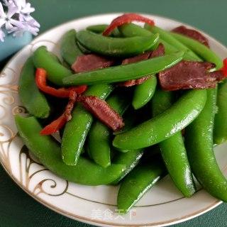 腊猪舌炒甜豆的做法步骤：21