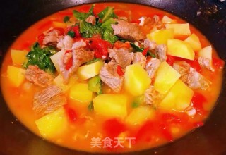 西红柿土豆青菜炖牛肉的做法步骤：12