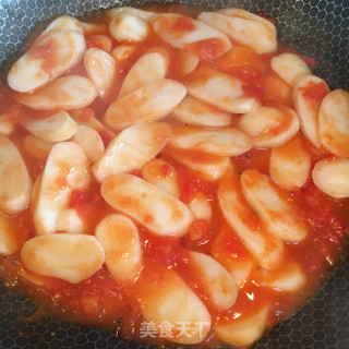 番茄鸡蛋炒年糕的做法步骤：6