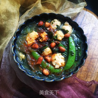 裙带菜虾丸煮粉的做法步骤：10