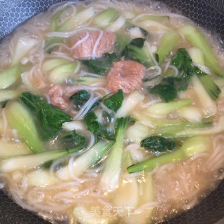 青菜瘦肉汤粉的做法步骤：9