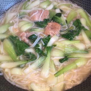 青菜瘦肉汤粉的做法步骤：10