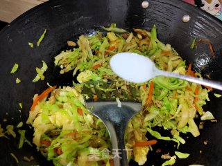 肉末圆白菜炒饼丝的做法步骤：17